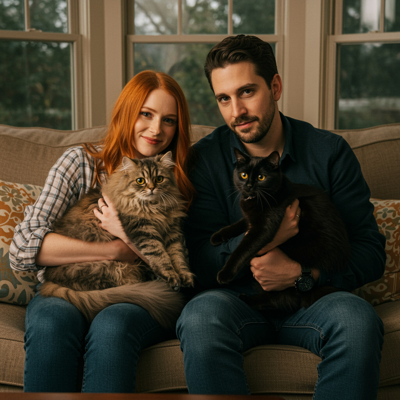 Couple with a Cat: Adorable Moments Couple with a Cat: Adorable Moments
