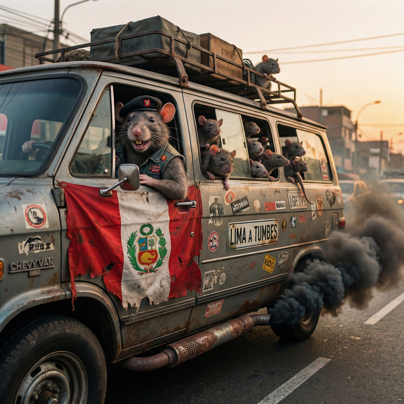 Peruvian Flag Van Driven by Rats Peruvian Flag Van Driven by Rats
