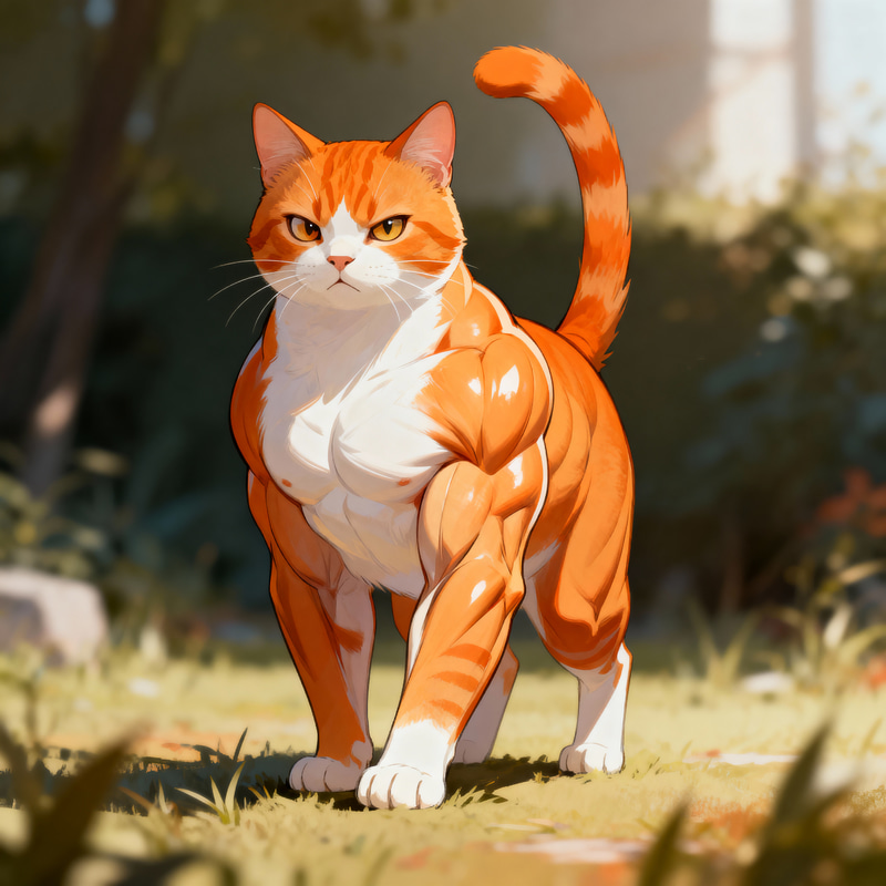 Muscular Cat Showcasing Impressive Physique Muscular Cat Showcasing Impressive Physique