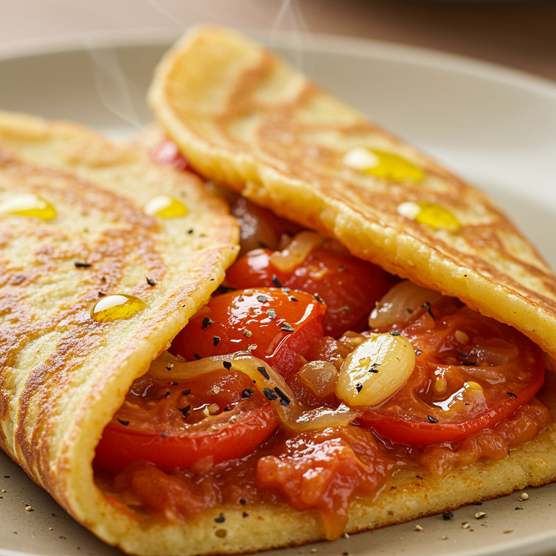Delicious Semolina Crepe Filled with Vegetables Delicious Semolina Crepe Filled with Vegetables