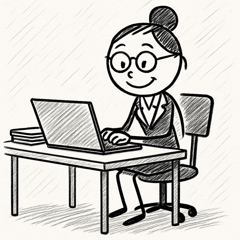 Corporate Female Employee: Cartoon Stick Man Corporate Female Employee: Cartoon Stick Man