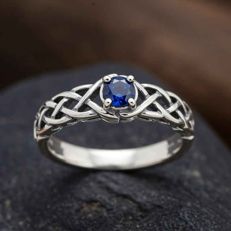 Silver Witch Knot Ring with Center Stone Silver Witch Knot Ring with Center Stone
