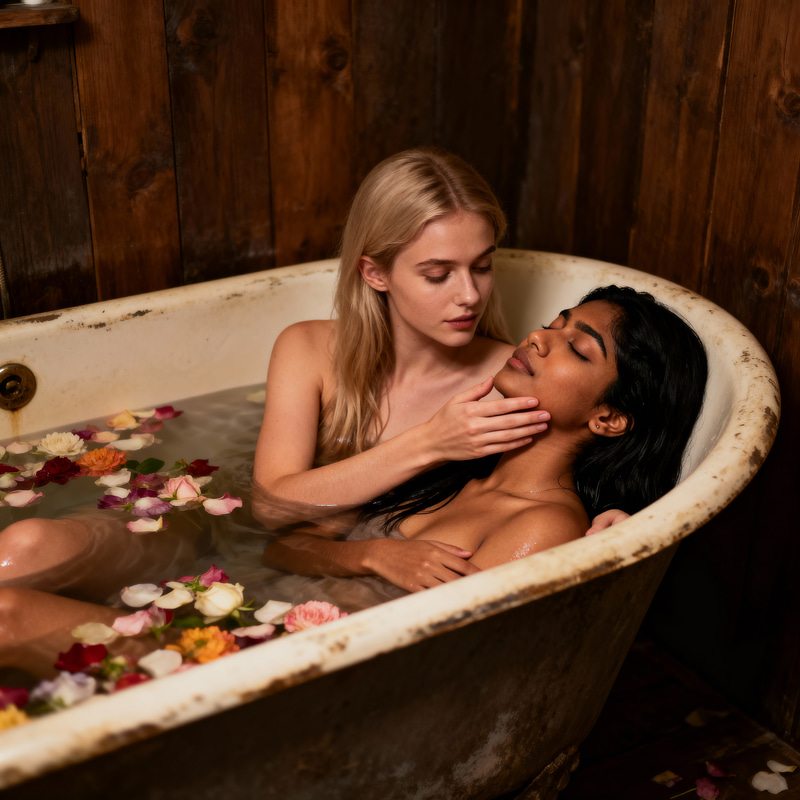Intimate Bathtub Moments with Friends