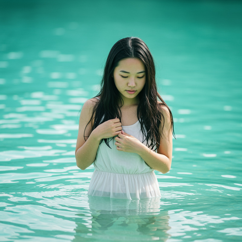 Shy Lady in Water - Serene Moments Captured Shy Lady in Water - Serene Moments Captured