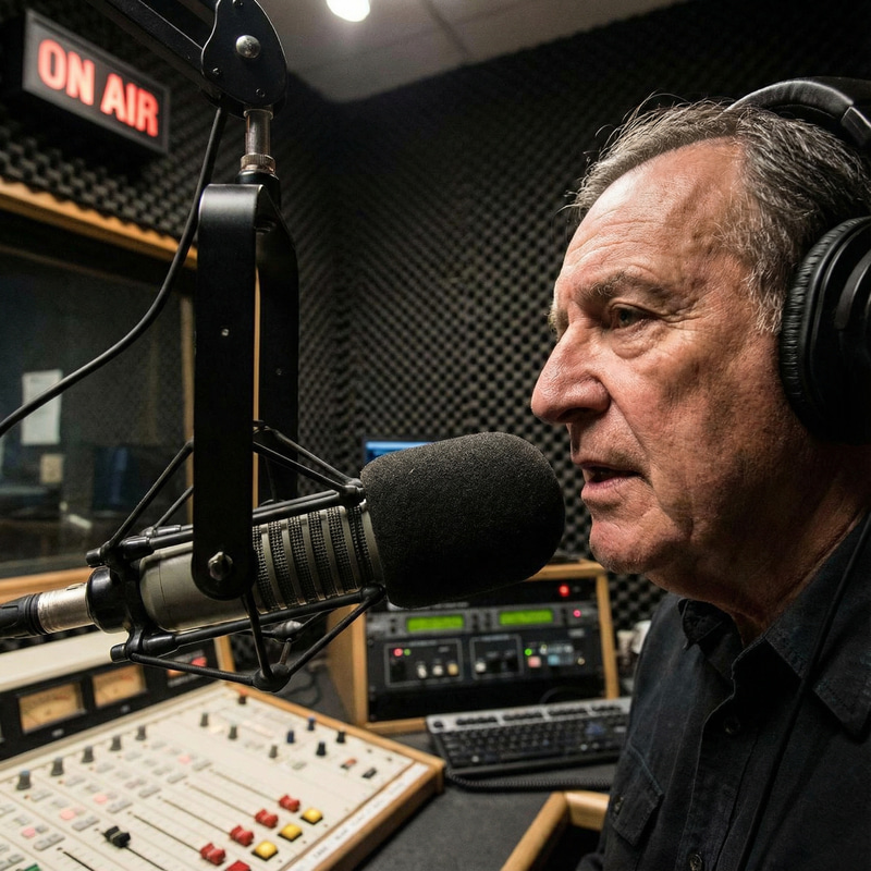 Deep Voice Male Announcer in Studio Microphone