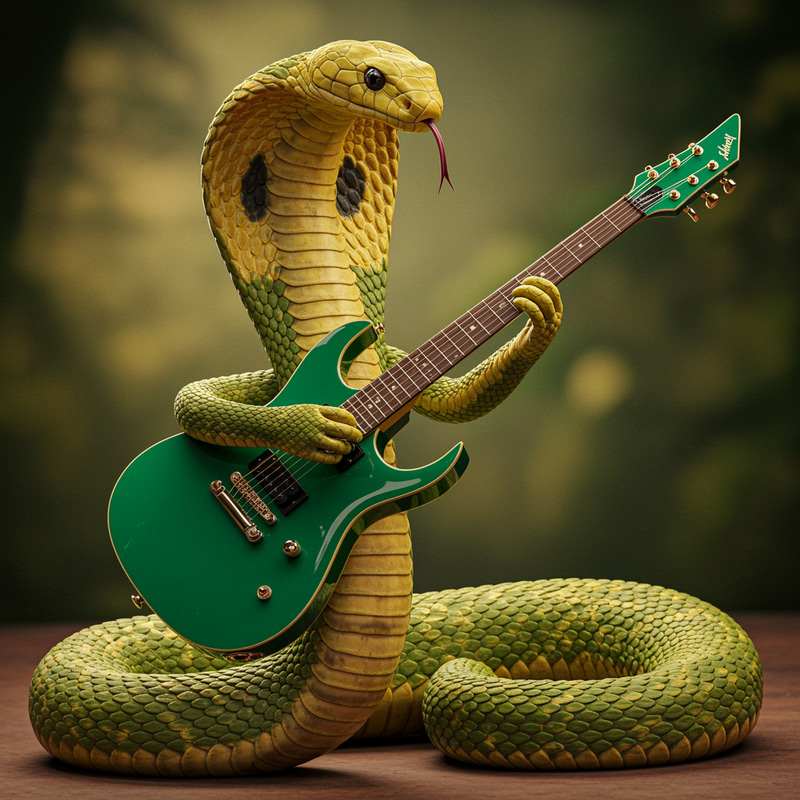Cobra Snake Playing Green Ibanez FGM300 Guitar Cobra Snake Playing Green Ibanez FGM300 Guitar