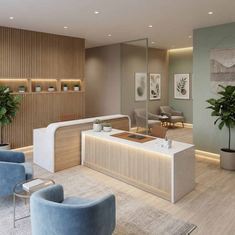 Elegant Clinic Reception Area 3D Visualization Elegant Clinic Reception Area 3D Visualization