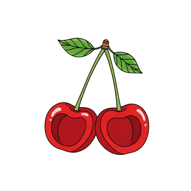 Outline Drawing of Cherries for Coloring