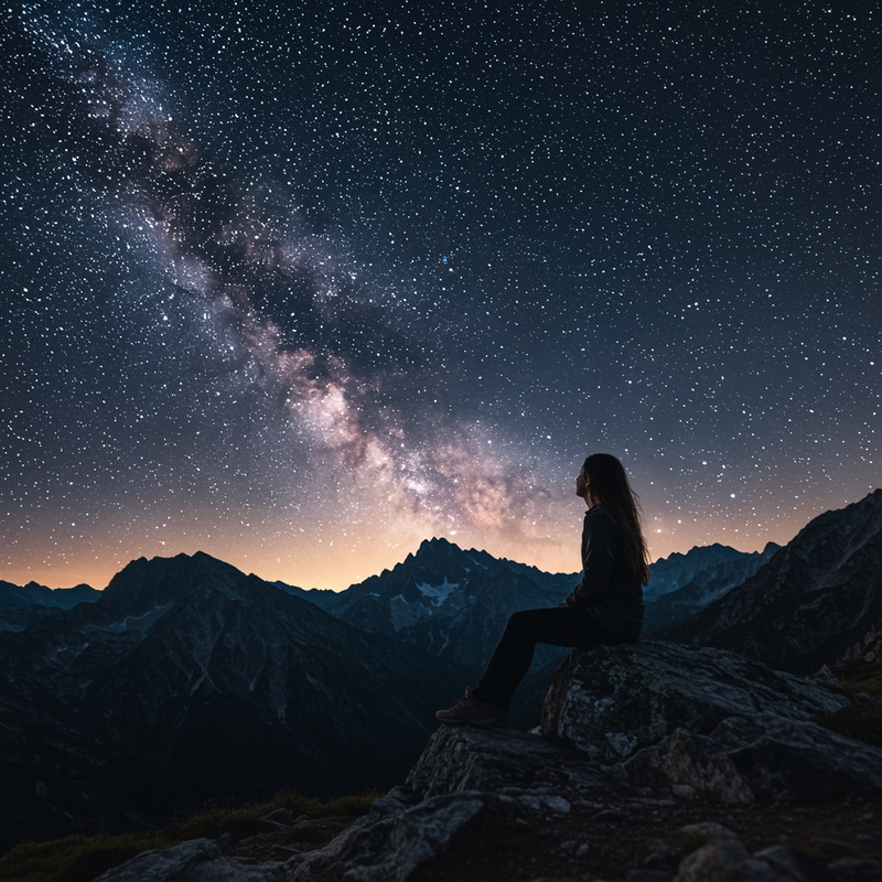 Starry Night Mountain Contemplation Starry Night Mountain Contemplation