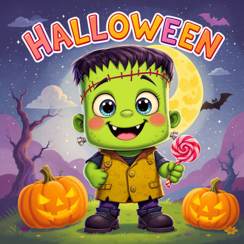 Cute Frankenstein Monster Halloween Card for Kids Cute Frankenstein Monster Halloween Card for Kids