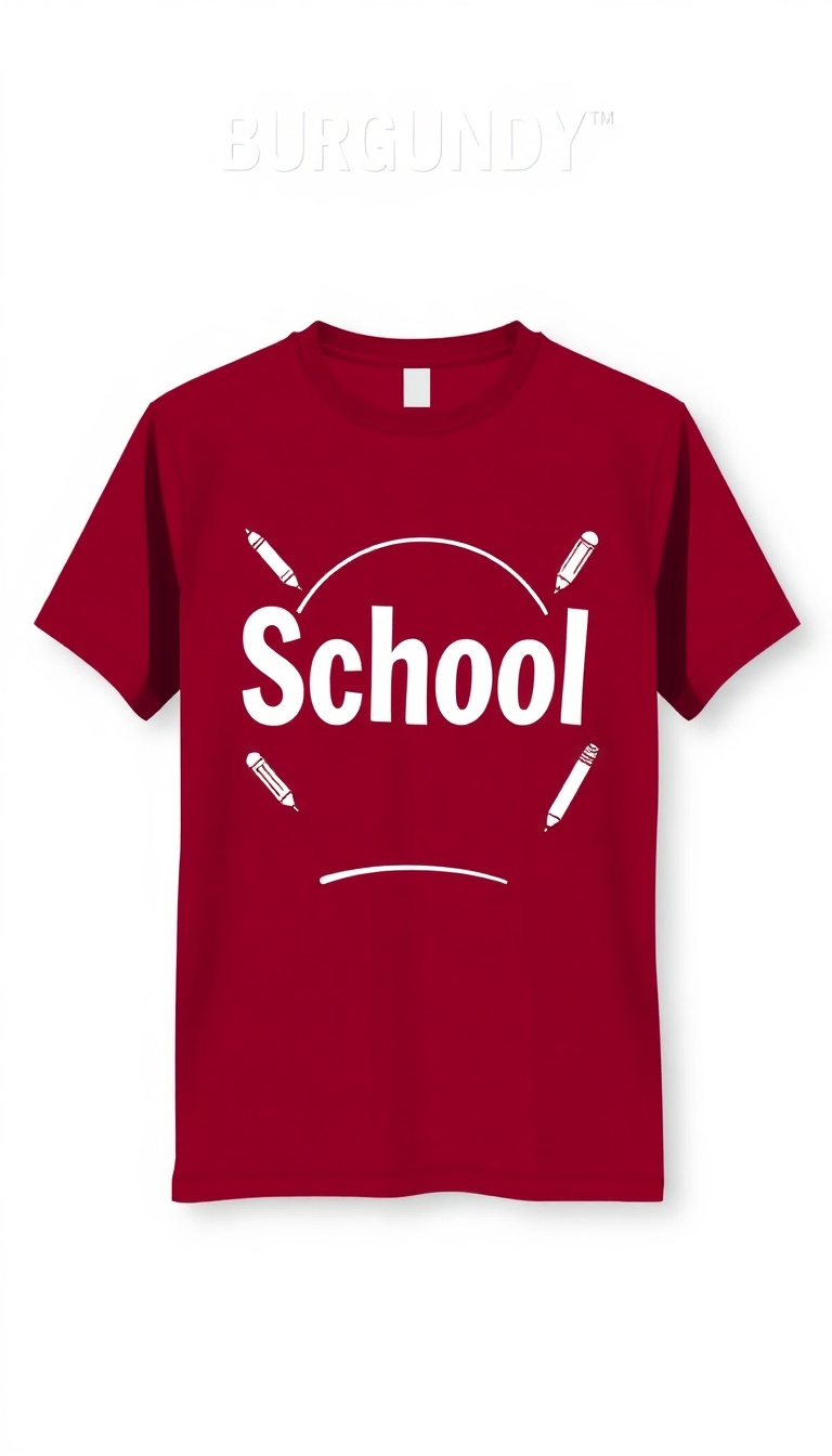Stylish Burgundy School T-Shirt Design Stylish Burgundy School T-Shirt Design