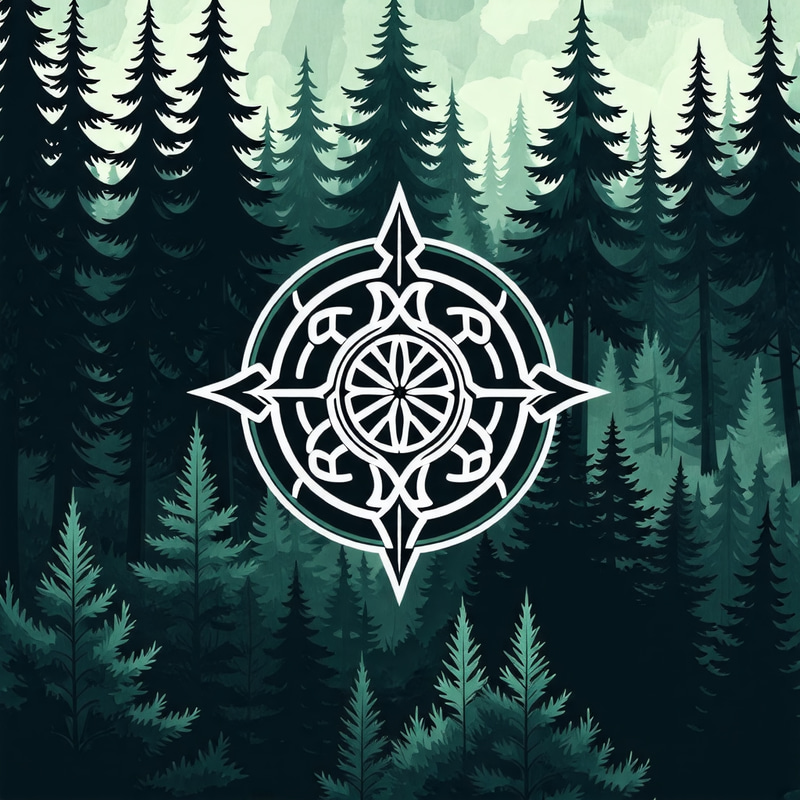 Slavic Artistry Wallpaper - Dark Forest Design with Symbol Slavic Artistry Wallpaper - Dark Forest Design with Symbol