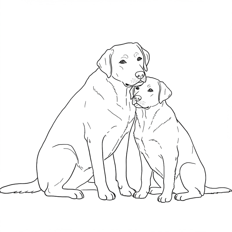 Two Labradors Line Drawing Art Two Labradors Line Drawing Art