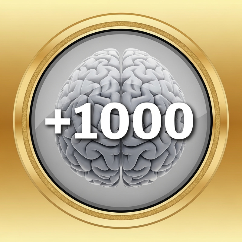 Brain Icon with +1000 | 500px Round Design Brain Icon with +1000 | 500px Round Design