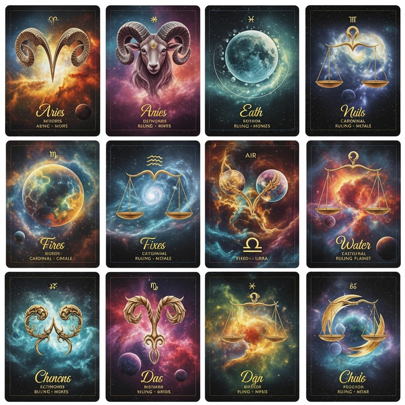 Zodiac Sign Tarot Cards: Mystical & Colorful Designs Zodiac Sign Tarot Cards: Mystical & Colorful Designs