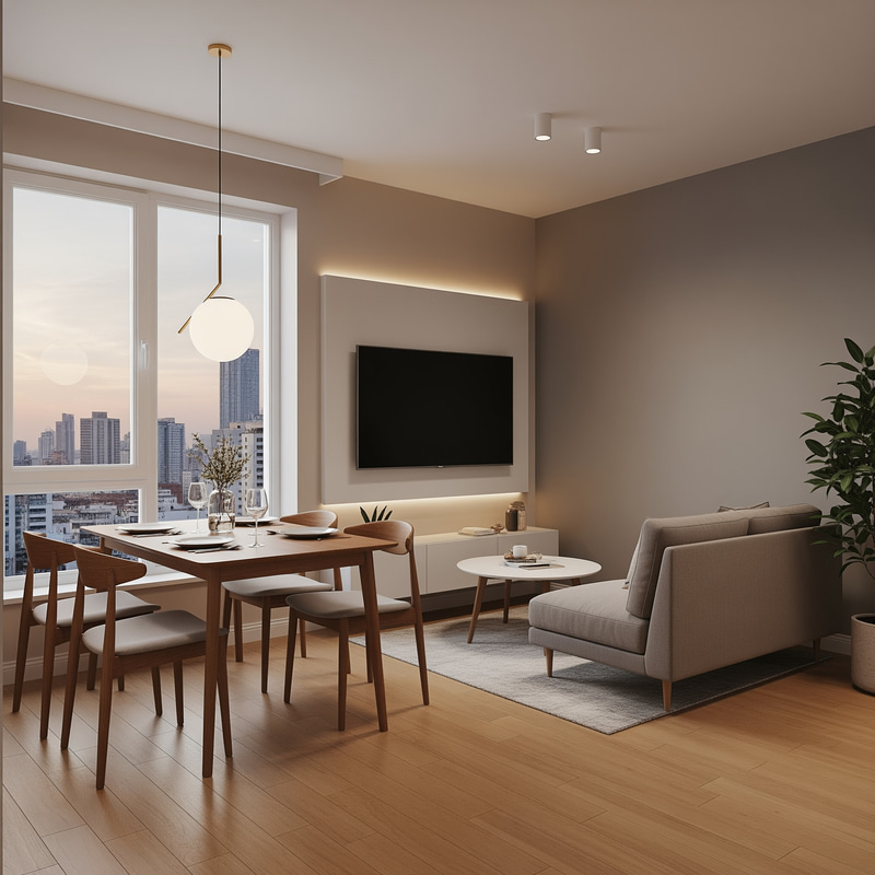 Small Room Design: Dining Area and TV Setup Small Room Design: Dining Area and TV Setup