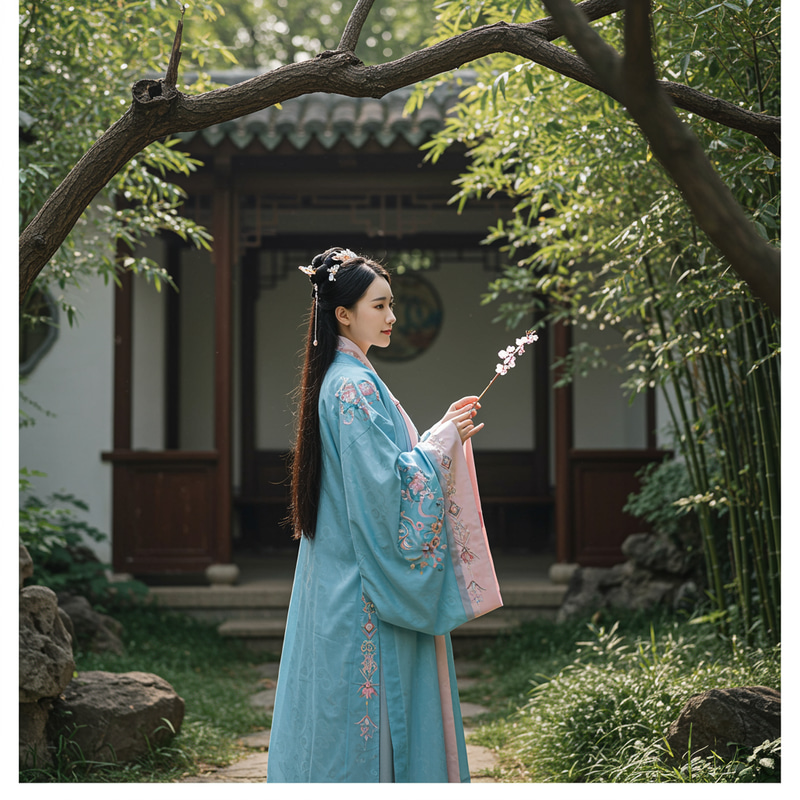 Beautiful Woman in Hanfu - Side Profile Beautiful Woman in Hanfu - Side Profile