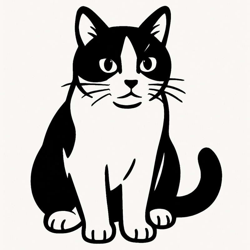 Cute Black and White Cat with Thick Lones Cute Black and White Cat with Thick Lones