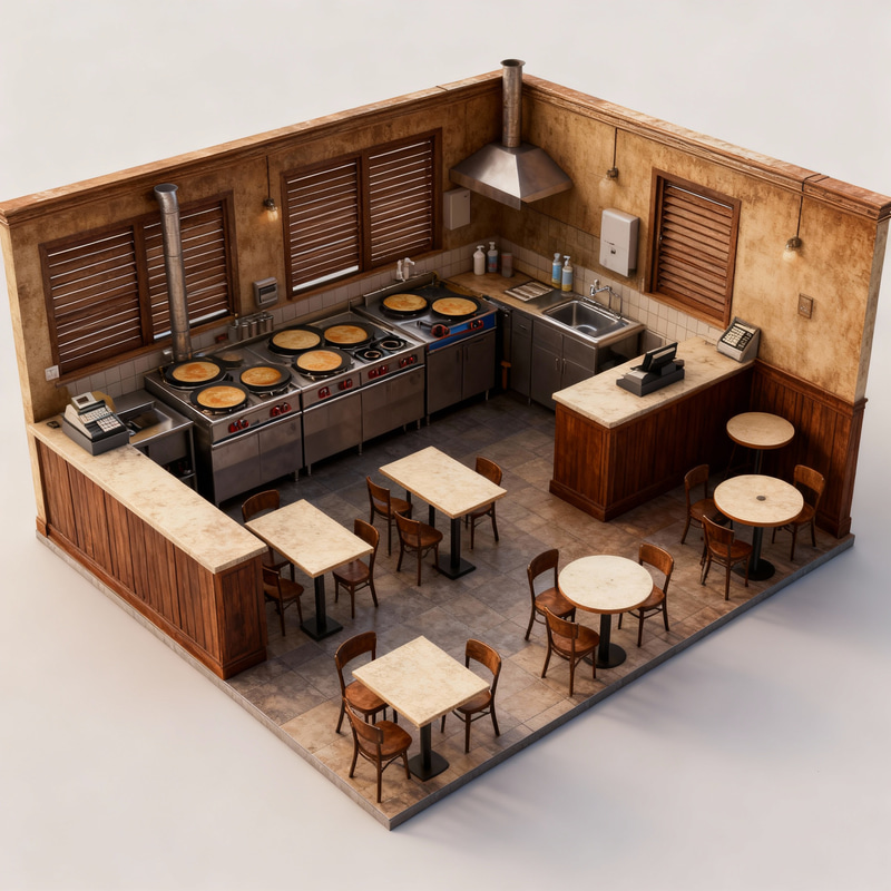 Elegant 3D Restaurant Design for 600 sqft Layout Elegant 3D Restaurant Design for 600 sqft Layout