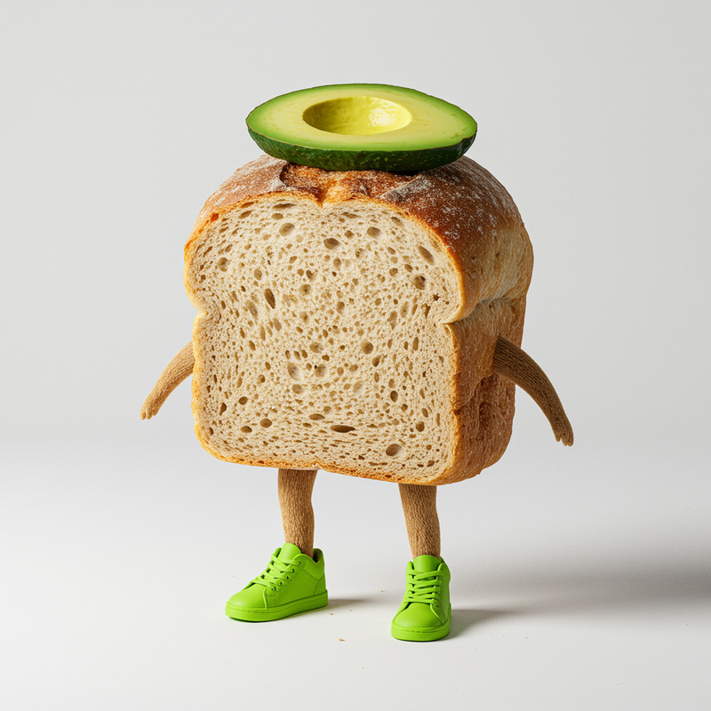 Creative Avocado Bread with Legs and Shoes Creative Avocado Bread with Legs and Shoes