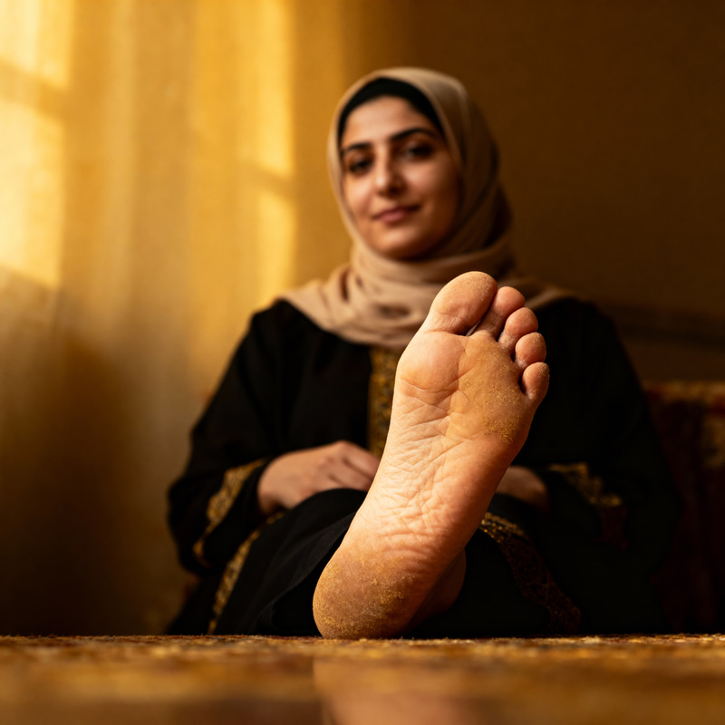 Arab Woman's Feet Soles in Hijab