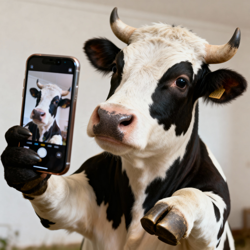 Selfie Transformed into a Cow