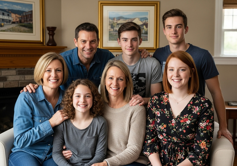Family Portrait with Dad, Mom, and Kids Family Portrait with Dad, Mom, and Kids