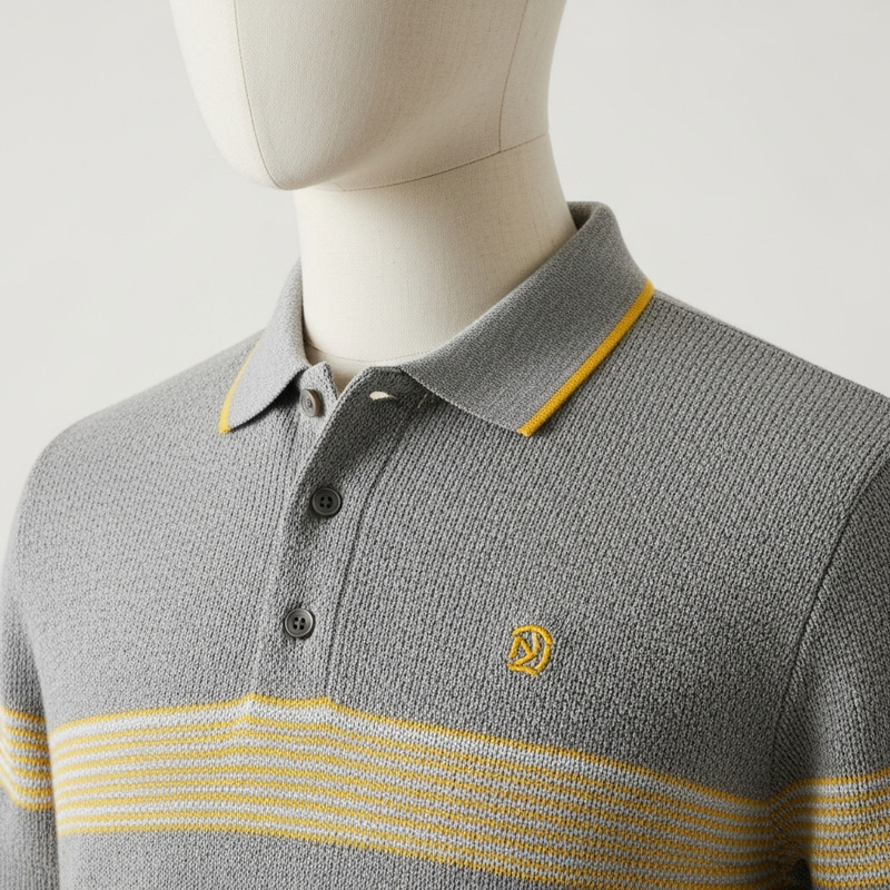 Stylish Gray and Yellow Polo Shirt for Men