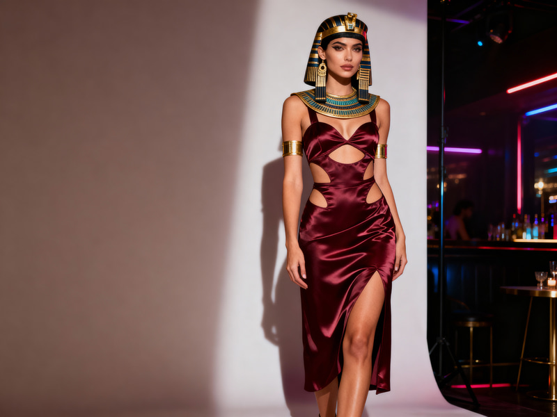 Elegant Satin Silk Dress Inspired by Cleopatra Elegant Satin Silk Dress Inspired by Cleopatra