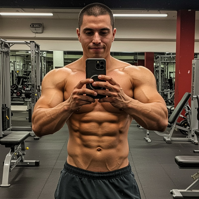 Ripped Man Selfie: Showcase Your Six-Pack Abs