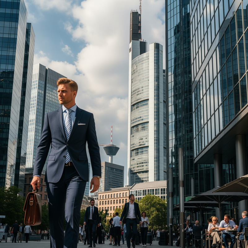 Blonde Investment Banker in Frankfurt City