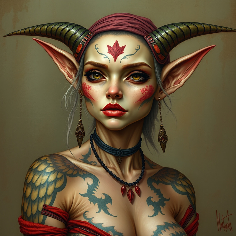 Gorgeous Female Goblin with Tattoos