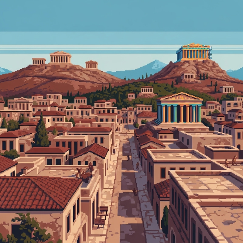 Retro Pixel Art of 5th Century BC Athens Retro Pixel Art of 5th Century BC Athens