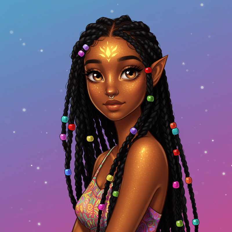 Pretty Black Avatar Girl - Unique Character Design