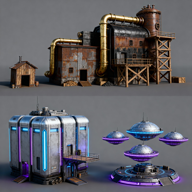 Game-Ready Mining Building Models for Design Concepts
