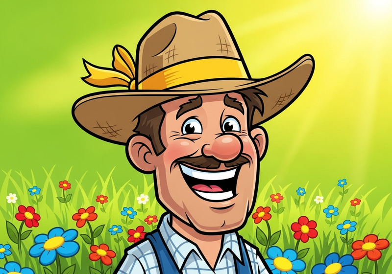 Cheerful Cartoon Farmer Illustration Cheerful Cartoon Farmer Illustration