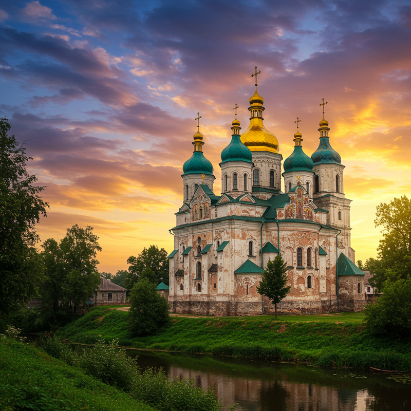 Majestic Ukrainian Orthodox Church at Sunset Majestic Ukrainian Orthodox Church at Sunset
