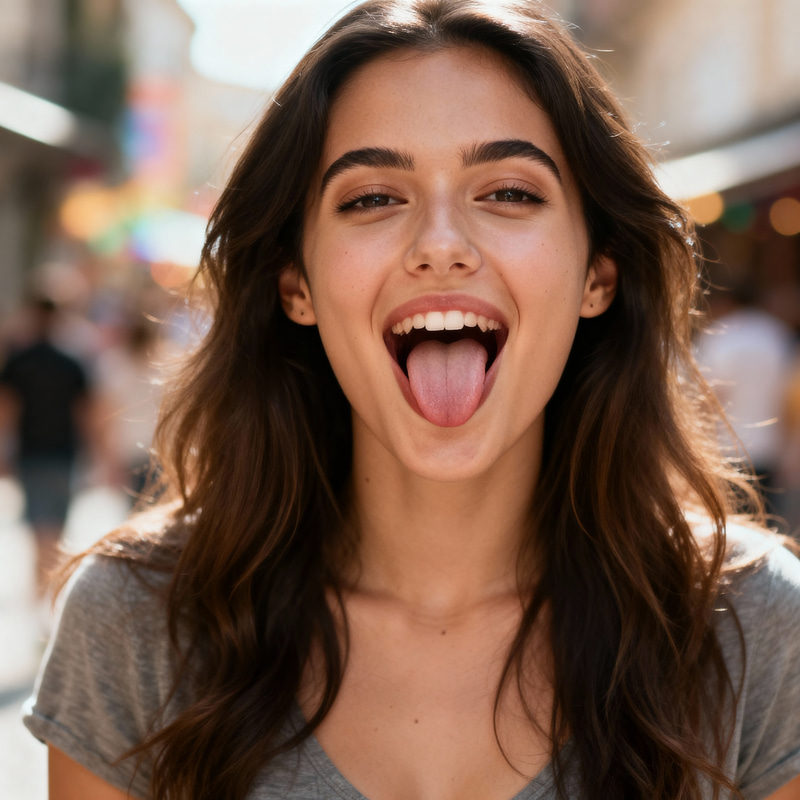 Stunning Woman Expression with Tongue Out Stunning Woman Expression with Tongue Out