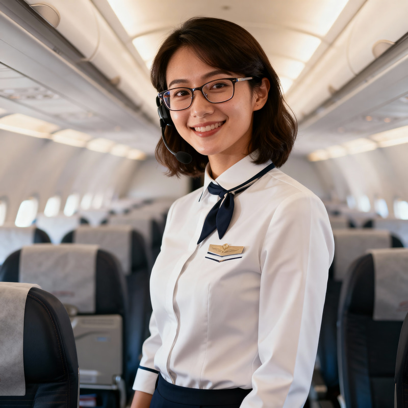 Flight Attendant Ready to Assist Passengers Flight Attendant Ready to Assist Passengers