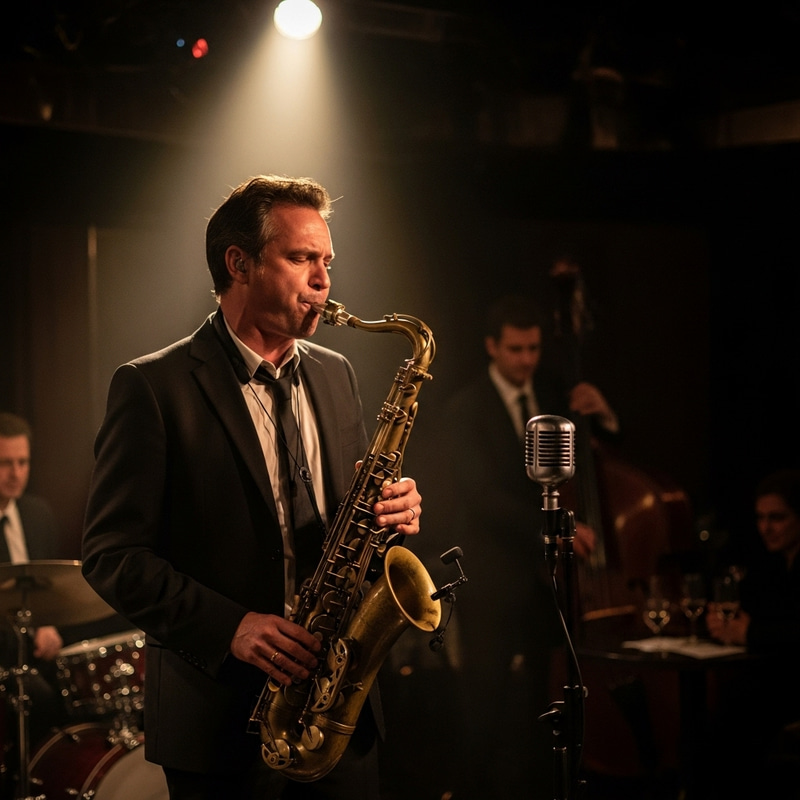 Person Playing Saxophone - Jazz Performance Person Playing Saxophone - Jazz Performance