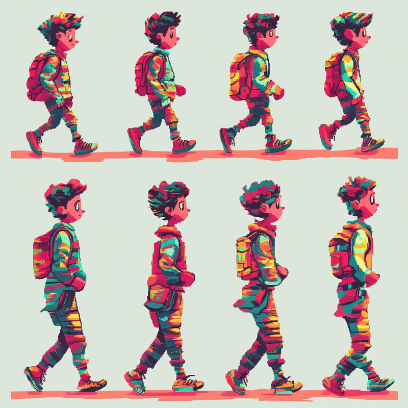 Whimsical Pixel Art Character Sprite Sheet Whimsical Pixel Art Character Sprite Sheet