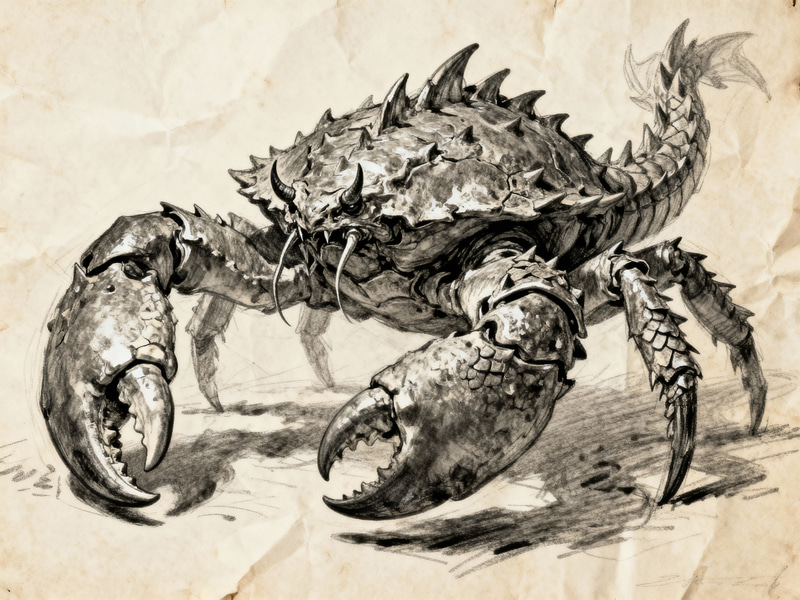 Fantastical Draconic Crab Concept Art Sketch Fantastical Draconic Crab Concept Art Sketch