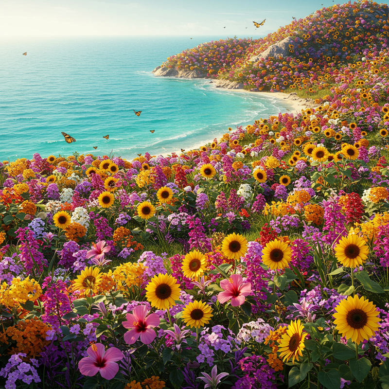 Colorful Flower Island Landscape Colorful Flower Island Landscape