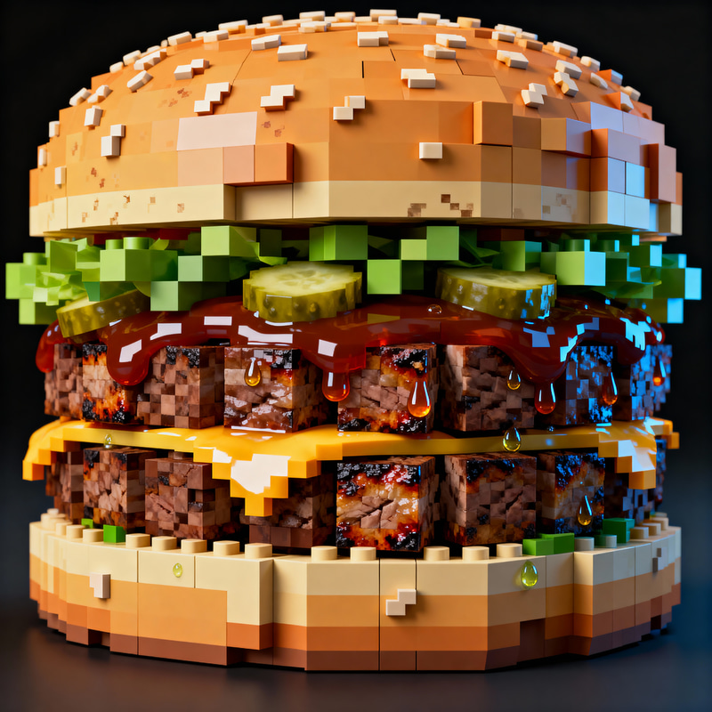 Voxel Big Mac Burger Render in Minecraft Style Voxel Big Mac Burger Render in Minecraft Style