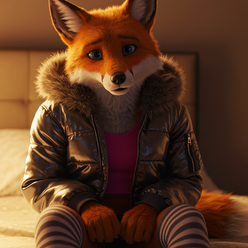 Cute Anthro Fox in Stylish Puffer Jacket Cute Anthro Fox in Stylish Puffer Jacket