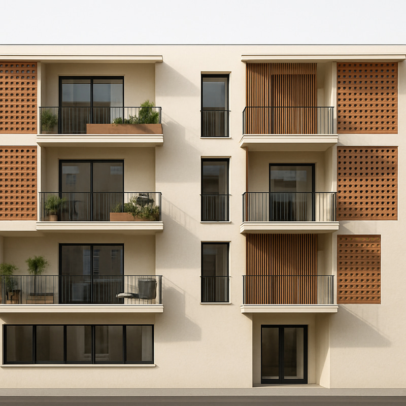 Enhance Building Facades with Stylish Terraces & Lattices