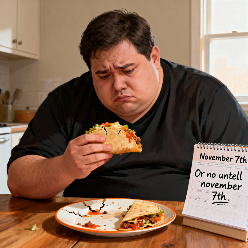 Sad Guy on a Tacos Diet - No Eating Until November 7th Sad Guy on a Tacos Diet - No Eating Until November 7th