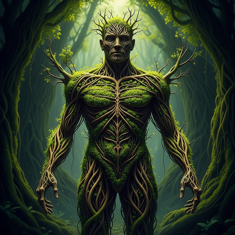 Hollow Man Art: Tree Branches and Vines Growth