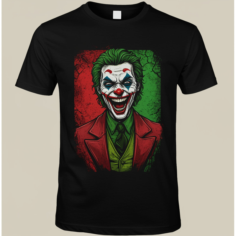 Black Baseball T-Shirt with Joker Skeleton Design