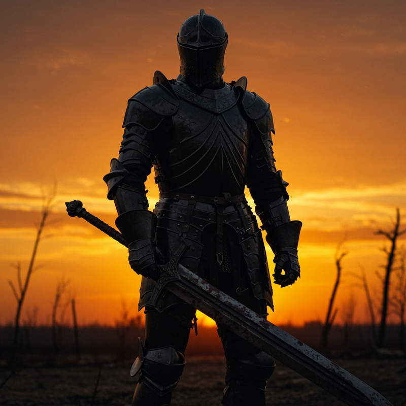 Black Armored Knight with Large Sword